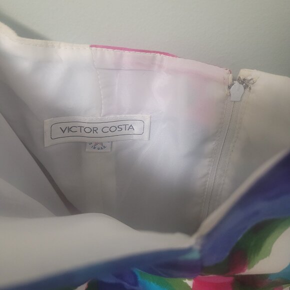 RARE Victor Costa Vintage 80s Floral strapless mini dress Size 4 - Picture 7 of 9